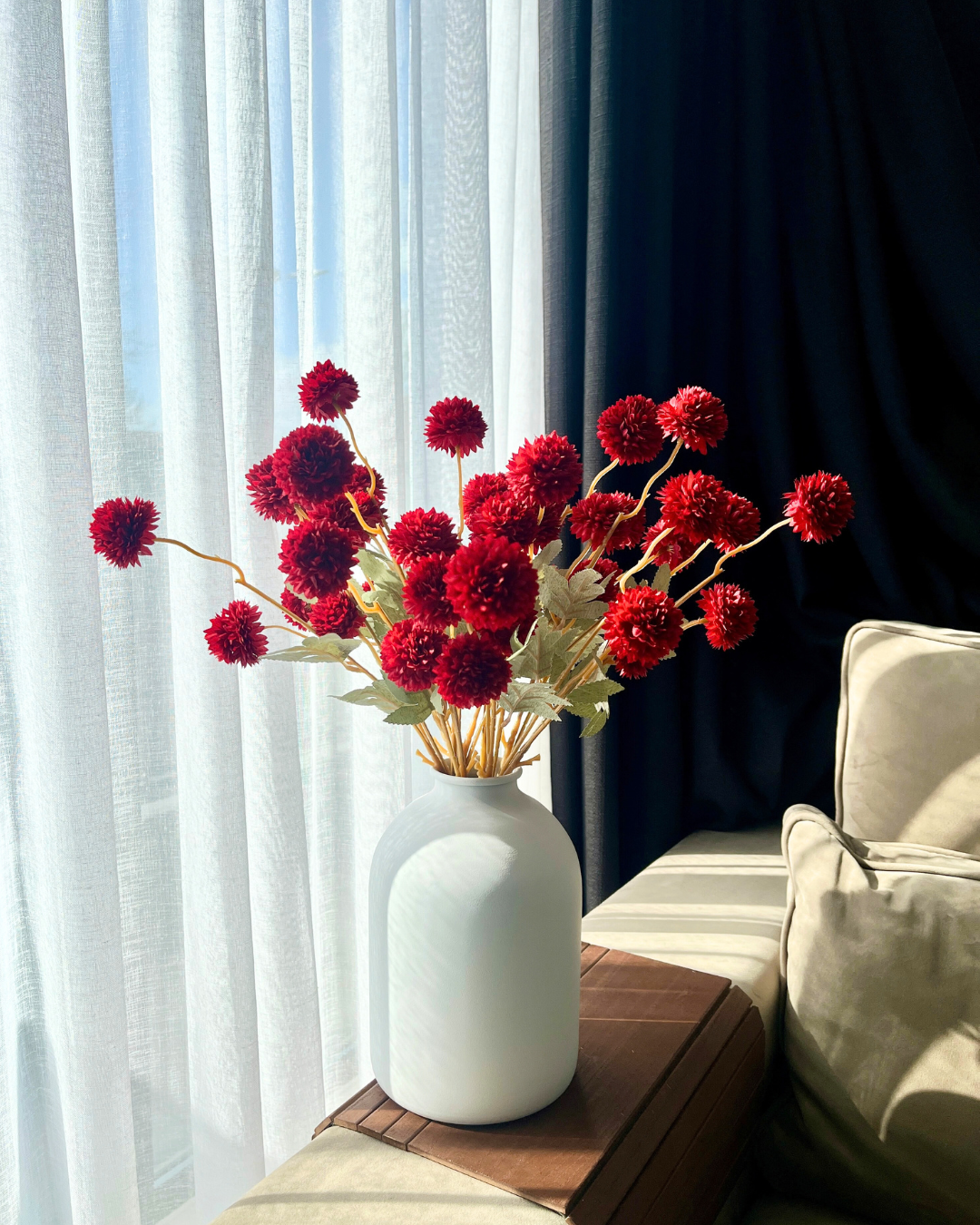 Zijden Bloemen Kiku - Burgundy